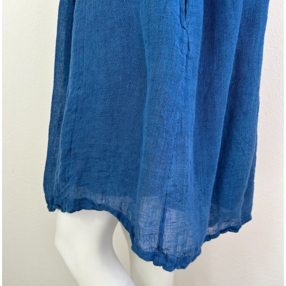 Sundance Linen Tunic Dress Size X-Small Blue Balloon Half Sleeve Pockets Lined - Picture 9 of 10
